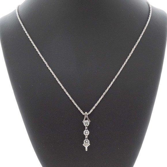 Estate Sale 14k White Gold Diamond Pendant G Clarity 0.50 TCW Vintage Jewelry